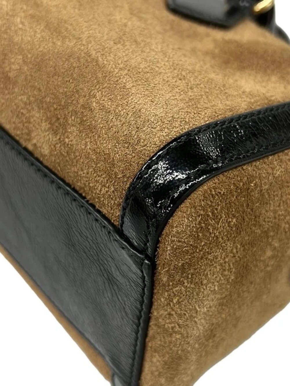 GUCCI Ophidia Medium Top Handle Bag 524532 Brown Black Multi Suede Cotton - - Picture 6 of 15